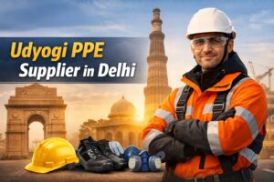 Udyogi PPE supplier in Delhi by OM Enterprises providing safety helmets, gloves, shoes and industrial safety equipment